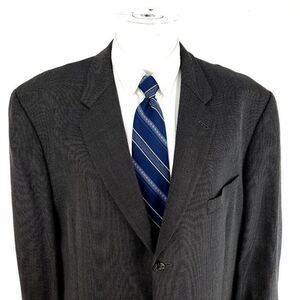 Joseph Abboud Nordstrom Heavy Wool 3‎ Button Suit Jacket 46L Gray Check